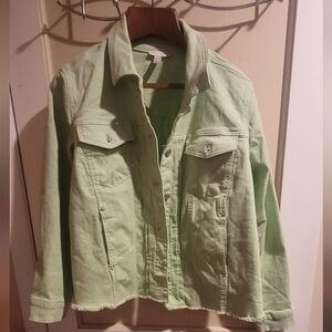 Canyon Retreat Light Green Jean Jacket for Women Size 1x Has Stretch